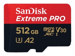 SanDisk microSDXC 512GB Extreme PRO + Rescue PRO Deluxe + SD adaptér