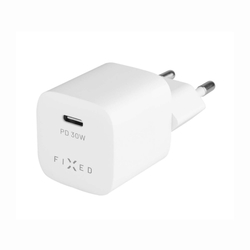 Síťová nabíječka FIXED Mini s USB-C výstupem a podporou PD, 30W, bílá