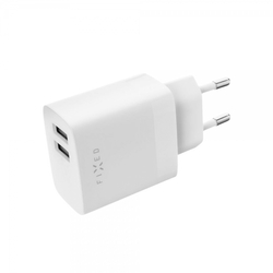 Síťová nabíječka FIXED s 2xUSB výstupem, 17W Smart Rapid Charge, bílá