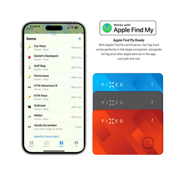 Smart tracker FIXED Tag Card s podporou Find My, bezdrátové nabíjení, oranžový