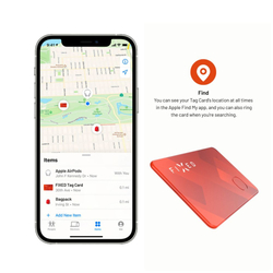 Smart tracker FIXED Tag Card s podporou Find My, bezdrátové nabíjení, oranžový