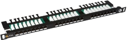 SOLARIX patch panel, CAT5E, 24 x  RJ45, UTP, s vyvazovací lištou, černý, 0,5U