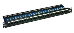 SOLARIX patch panel, CAT5E, 24 x RJ45, UTP s vyvazovací lištou, černý, 1U