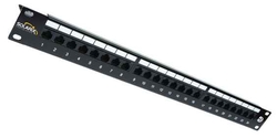 SOLARIX patch panel, CAT5E, 24 x RJ45, UTP s vyvazovací lištou, černý, 1U