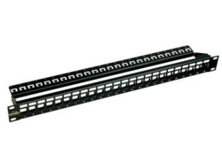 SOLARIX patch panel, Univerzální modulární neosazený, 24 portů černý 1U SX24M-0-STP-BK-UNI