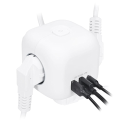 Solight 3z + USB A+C prodlužovací přívod - kostka, kabel 2m, 3 x 1mm2, bílý, vypínač