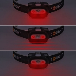 Solight čelová LED svítilna, 3W + červené světlo, 3x AAA