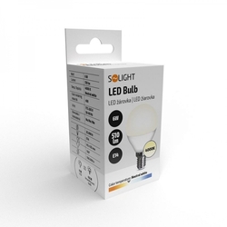 Solight LED žárovka, miniglobe, 6W, E14, 4000K, 510lm, bílé provedení