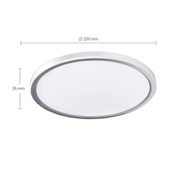 Solight LED osvětlení Acate s ochranou proti vlhkosti, IP54, 18W, 1620lm, 3CCT, 22cm, stříbrná