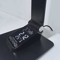 Solight LED stolní lampička stmívatelná, 8W,  display, změna chromatičnosti, hliník, černá