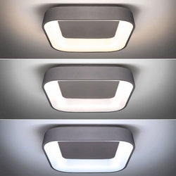 Solight LED stropní světlo čtvercové Treviso, 48W, 2880lm, stmívatelné, dálkové ovládání, šedá