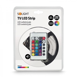Solight LED světelný pás, RGB, 3m, sada s 12V adaptérem a dálk. ovladačem, 7,2W/m, IP20