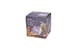 Solight LED vánoční koule skleněná, 10LED, 2x AA, IP20 