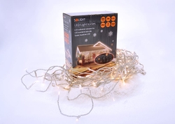 Solight LED vánoční závěs, rampouchy, 120 LED, 3m x 0,7m, přívod 6m, venkovní, teplé bílé světlo, paměť, časovač
