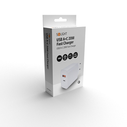Solight nabíjecí adaptér USB A+C 20W fast charger 