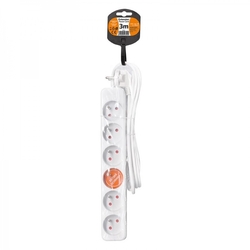 Solight prodlužovací přívod, 6 zásuvek, bílý, 3m