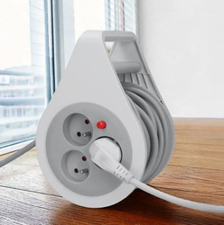 Solight prodlužovací přívod na bubnu 10m, 3 zásuvky, šedý kabel, 3x 1,5mm2