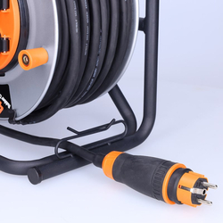 Solight prodlužovací přívod - na kovovém bubnu, 4 zásuvky, 40m kabel guma-neopren, 3x 2,5mm2, IP44