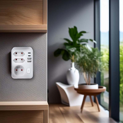 Solight rozbočka, 1x 16A + 2x 2,5A, 2xUSB A+C, bílá, vypínač