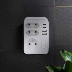 Solight rozbočka, 1x 16A + 2x 2,5A, 2xUSB A+C, bílá, vypínač