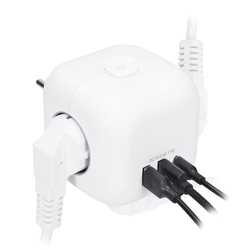 Solight rozbočka kostka, 3x 16A + USB A+C, bílá, vypínač