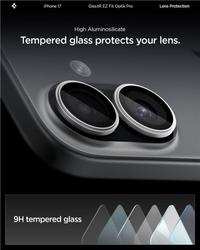 Spigen Glass tR EZ Fit Optik Pro 2 Pack, silver - iPhone 17