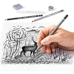 STAEDTLER Uhlíkové tužky "Design Journey Lumograph", sada s pryží, ořezávátkem, grafit. Tužkami