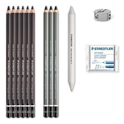 STAEDTLER Uhlíkové tužky "Design Journey Lumograph", sada s pryží, ořezávátkem, grafit. Tužkami