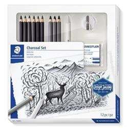 STAEDTLER Uhlíkové tužky "Design Journey Lumograph", sada s pryží, ořezávátkem, grafit. Tužkami