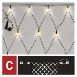Standard LED spojovací vánoční řetěz – síť, 1,5x2 m, venkovní, teplá bílá