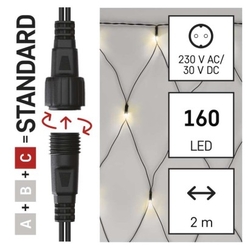 Standard LED spojovací vánoční řetěz – síť, 1,5x2 m, venkovní, teplá bílá