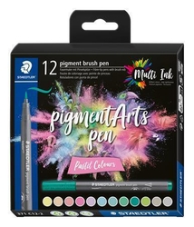 Štětcové fixy "Pigment Arts", 12 pastelových barev, 1 mm, STAEDTLER 371 C12-2