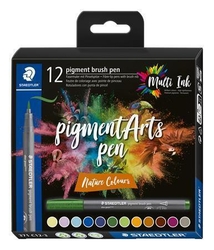 Štětcové fixy "Pigment Arts", 12 přírodních barev, 1 mm, STAEDTLER 371 C12-3