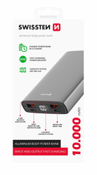 Swissten Aluminum powerbanka 20W PD, 10000 mAh, šedá