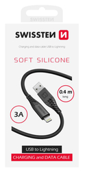 Swissten kabel Silicone USB-A / Lightning 0,4 m, černý