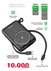 SWISSTEN POWER BANK 10000 mAh PD 22,5W S INTEGROVANÝMI KABELY  USB-C A LIGHTNING (kompatibilní s MagSafe) 