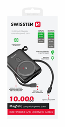 SWISSTEN POWER BANK 10000 mAh PD 22,5W S INTEGROVANÝMI KABELY  USB-C A LIGHTNING (kompatibilní s MagSafe) 