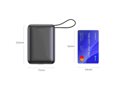 SWISSTEN POWER BANK 20000 mAh S INTEGROVANÝMI KABELY  USB-C A LIGHTNING VESMÍRNĚ STŘÍBRNÁ