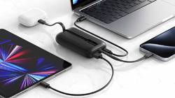 SWISSTEN POWER BANK VOLTBOX 35W 10000 mAh S INTEGROVANÝMI KABELY USB-C A LIGHTNING ČERNÁ