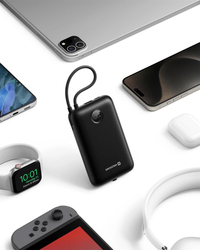 SWISSTEN POWER BANK VOLTBOX 35W 30000 mAh S INTEGROVANÝMI KABELY  USB-C A LIGHTNING ČERNÁ