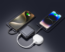Swissten powerbanka 10000 mAh s kabely, stříbrná