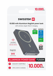Swissten powerbanka Fusion 10000 mAh, stříbrná