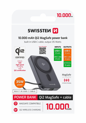 Swissten powerbanka MagSafe Qi2 10000 mAh, černá