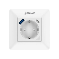 Tellur WiFi Smart Wall Plug, 3600W, 16A, PD20W, USB 18W, bílá