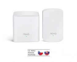 Tenda Nova MW5 (2-pack) WiFi AC1200 Mesh system Dual Band, 2x GLAN/GWAN, další 1x LAN, SMART CZ app