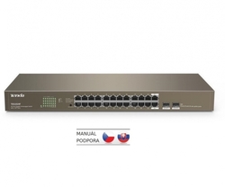 Tenda TEG1024F 24x Gigabit s SFP, 22x RJ45 + 2x SFP / RJ45, Fanless - bez ventilátorů, Rack , 6kV