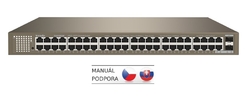 Tenda TEG1050F 48x Gigabit s SFP, 48x RJ45 + 2x SFP, Fanless - bez ventilátorů, Rackmount, VLAN, 6kV