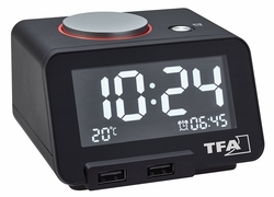 TFA 60.2017.01 - Digitální budík s funkcí USB nabíjení  Homtime - černý