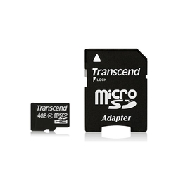 Transcend microSDHC 4GB Class4 + adaptér