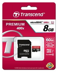 Transcend microSDHC 8GB Class10 UHS-I Premium + adaptér